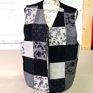 SUSAN BRISTOL Wool patchwork quilt  Vintage Y2K  Black and Grey